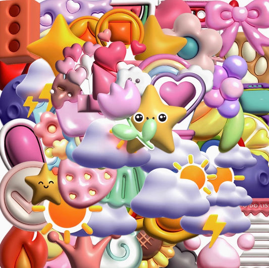 50PCS 3D Bubble Icon Stickers | Waterproof DIY Decorative Stickers for Phone Case, Journal, Water Bottle & More