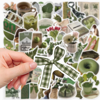 62PCS Enchanted Forest Olive Green Stickers | Waterproof Decorative Stickers for Laptop, Journal, Phone Case & Luggage